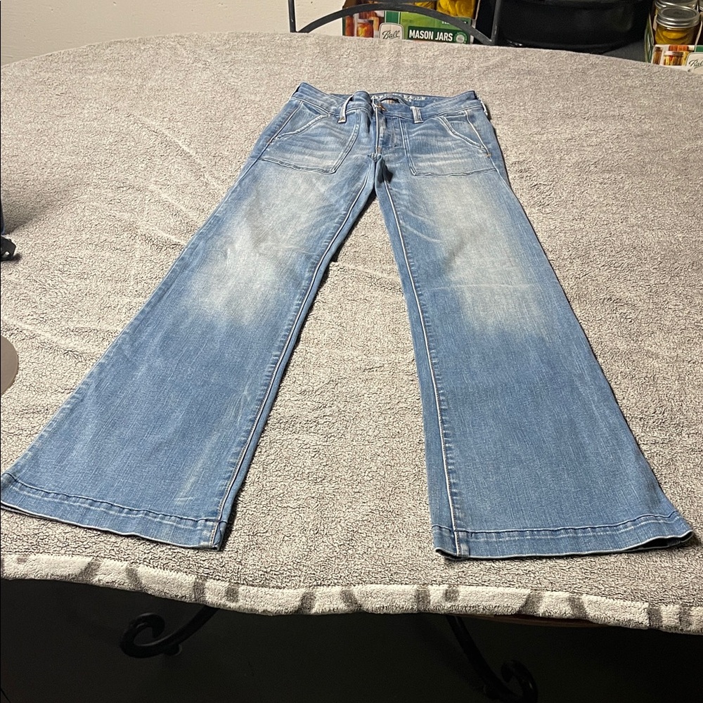 American Eagle Outfitters Faded Light Blue Wide Leg Jeans